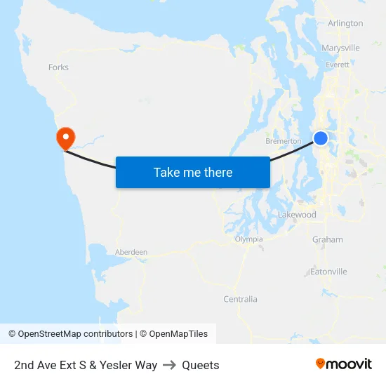 2nd Ave Ext S & Yesler Way to Queets map