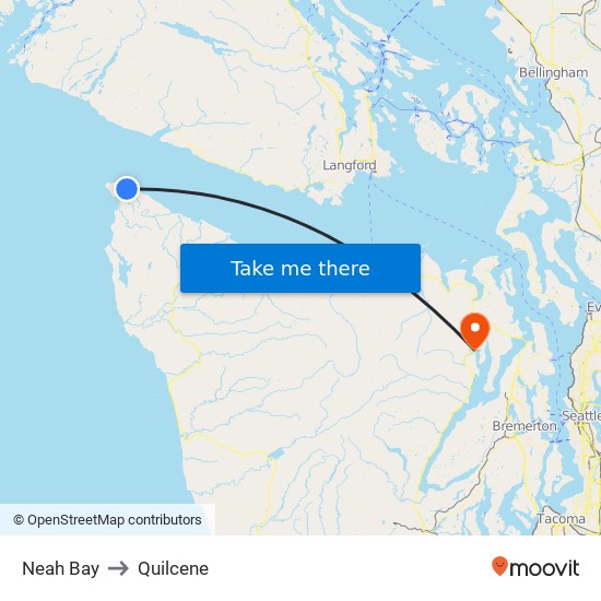 Neah Bay to Quilcene map