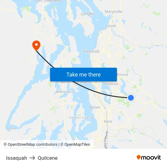 Issaquah to Quilcene map