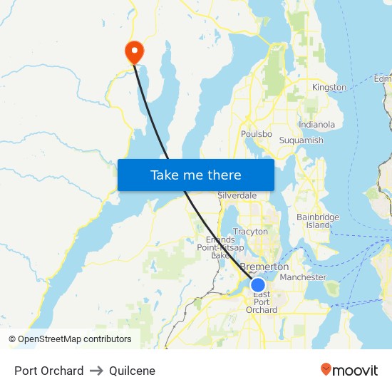 Port Orchard to Quilcene map