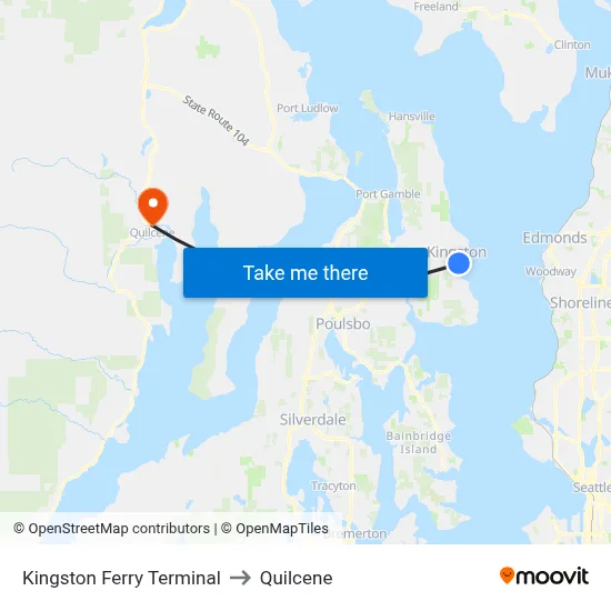 Kingston Ferry Terminal to Quilcene map