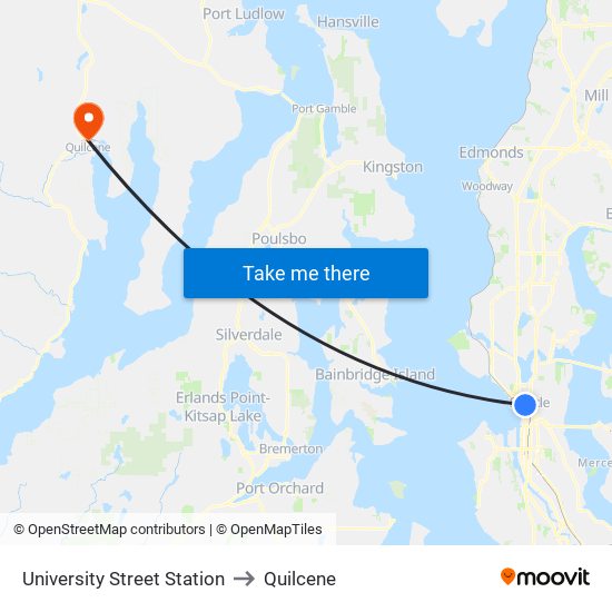 University Street Station to Quilcene map