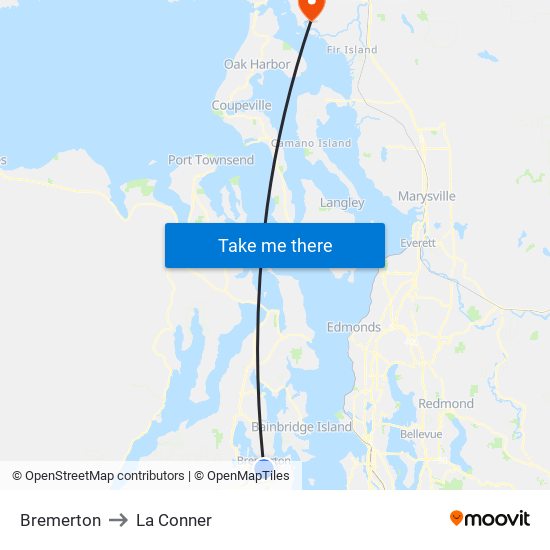 Bremerton to La Conner map