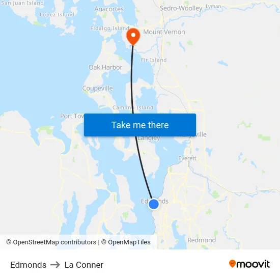 Edmonds to La Conner map