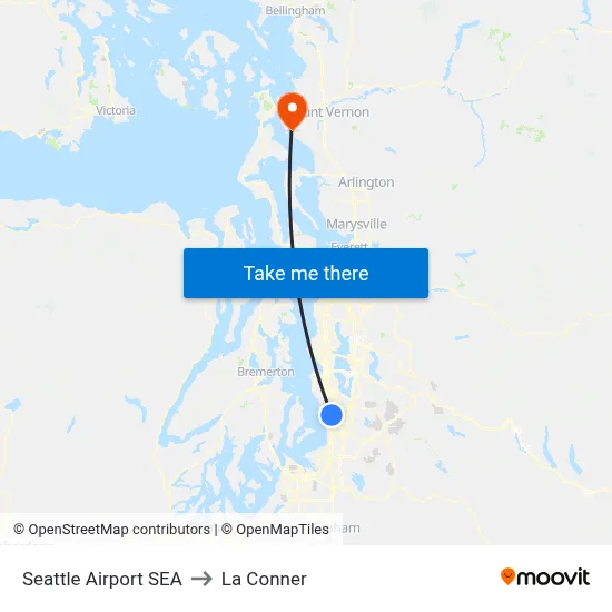 Seattle Airport SEA to La Conner map