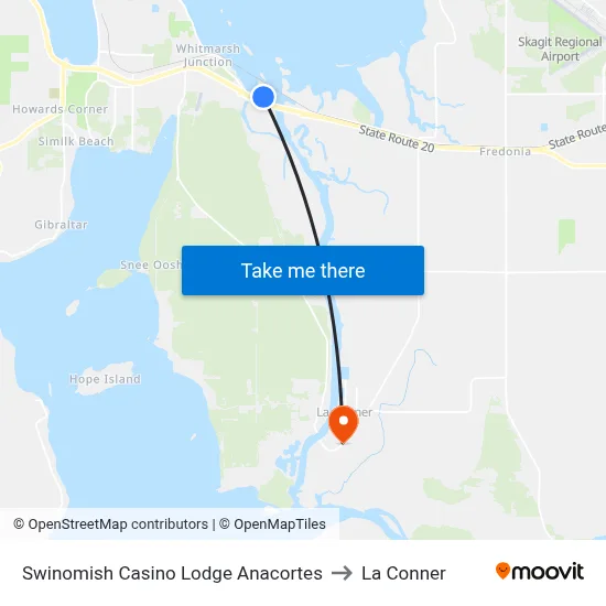 Swinomish Casino Lodge Anacortes to La Conner map