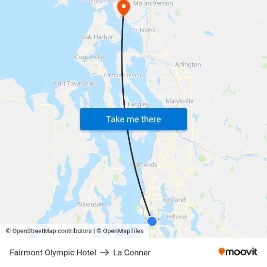 Fairmont Olympic Hotel to La Conner map