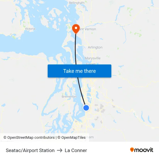 Seatac/Airport Station to La Conner map