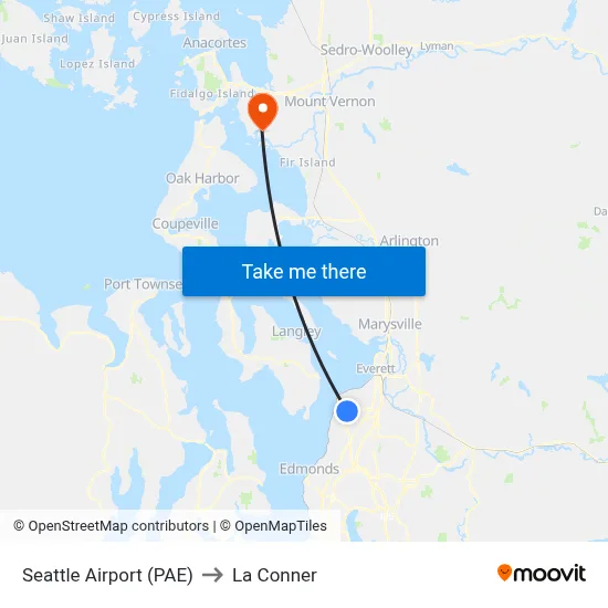 Seattle Airport (PAE) to La Conner map