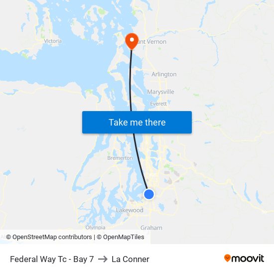 Federal Way Tc - Bay 7 to La Conner map