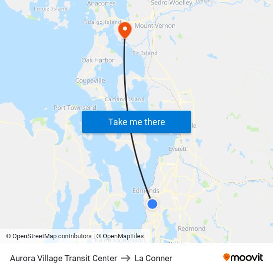 Aurora Village Transit Center to La Conner map