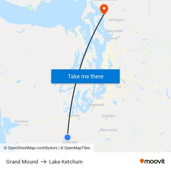 Grand Mound to Lake Ketchum map