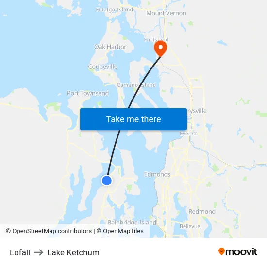 Lofall to Lake Ketchum map