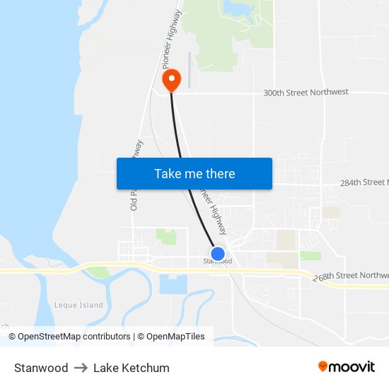 Stanwood to Lake Ketchum map