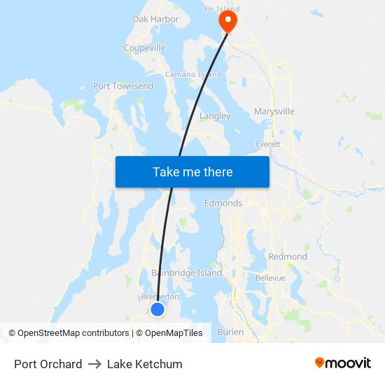 Port Orchard to Lake Ketchum map