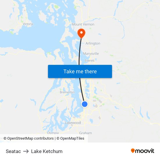 Seatac to Lake Ketchum map