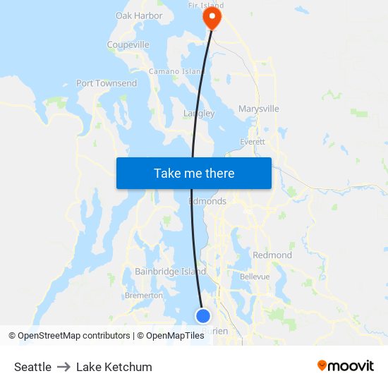 Seattle to Lake Ketchum map