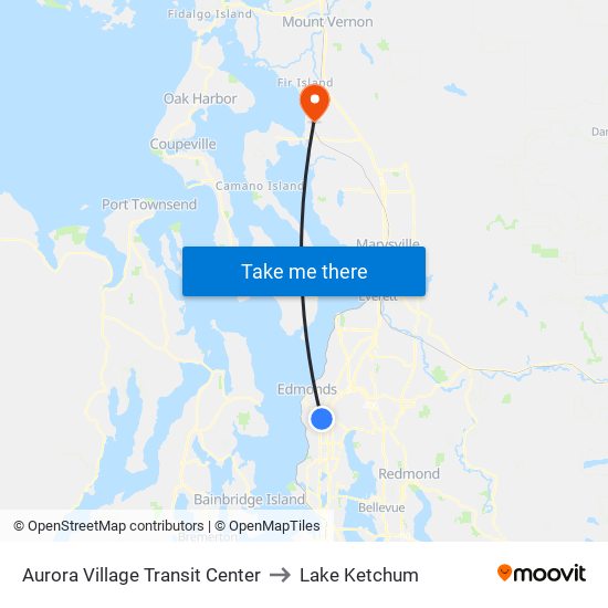 Aurora Village Transit Center to Lake Ketchum map