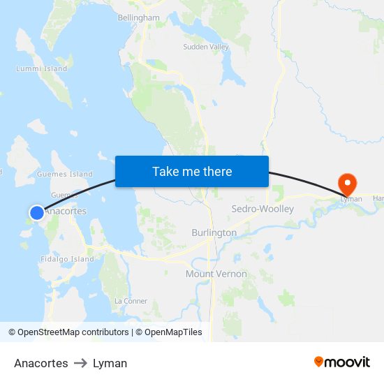 Anacortes to Lyman map