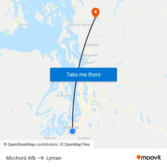 Mcchord Afb to Lyman map