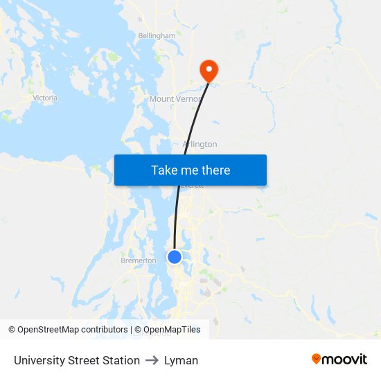 University Street Station to Lyman map