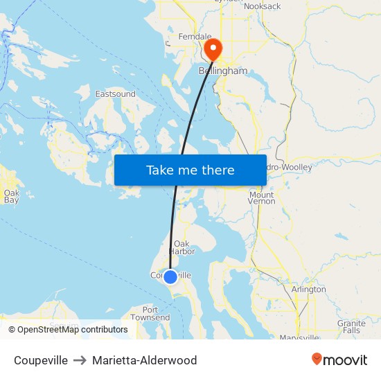 Coupeville to Marietta-Alderwood map