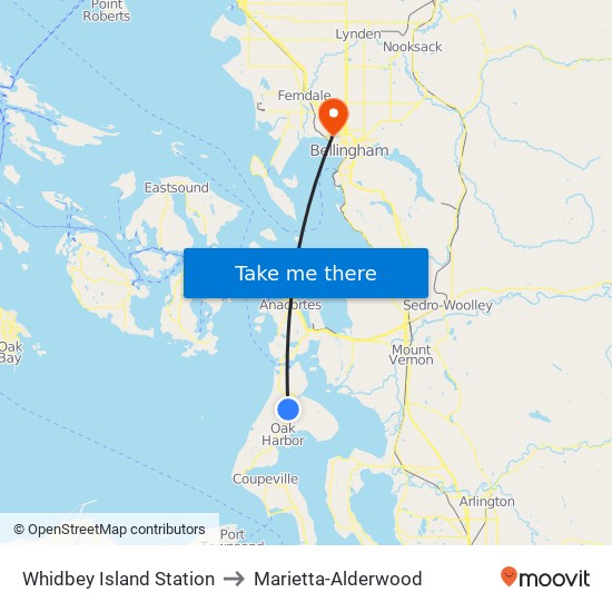 Whidbey Island Station to Marietta-Alderwood map