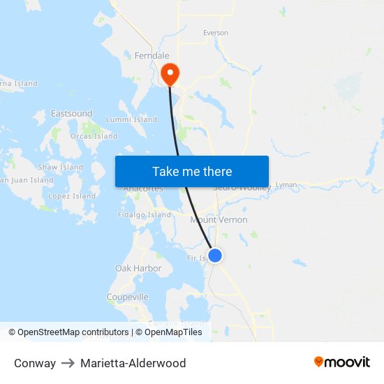 Conway to Marietta-Alderwood map