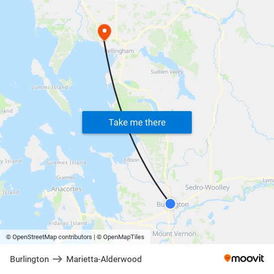 Burlington to Marietta-Alderwood map