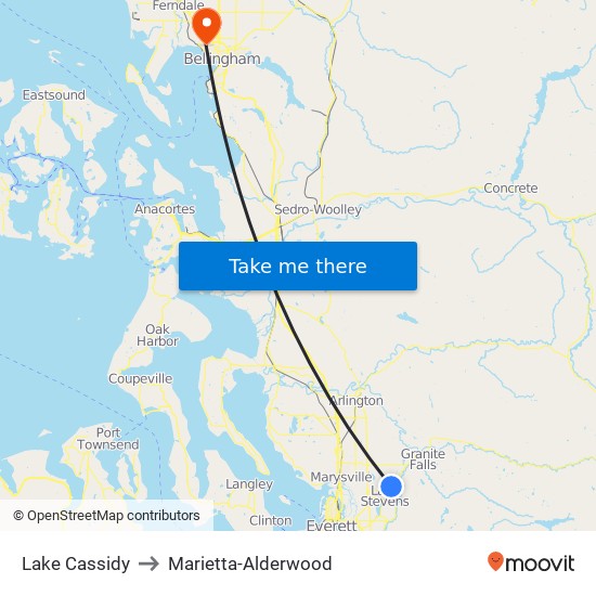 Lake Cassidy to Marietta-Alderwood map