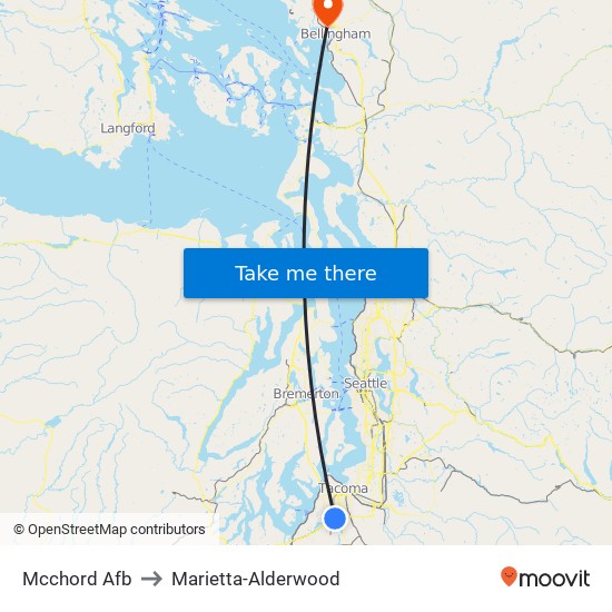 Mcchord Afb to Marietta-Alderwood map