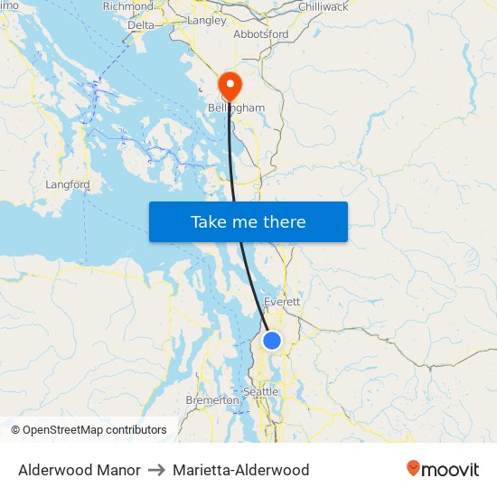 Alderwood Manor to Marietta-Alderwood map