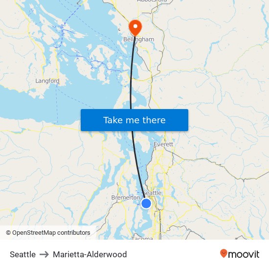 Seattle to Marietta-Alderwood map