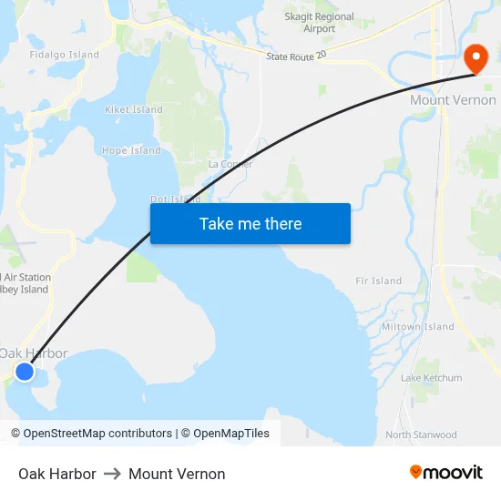 Oak Harbor to Mount Vernon map