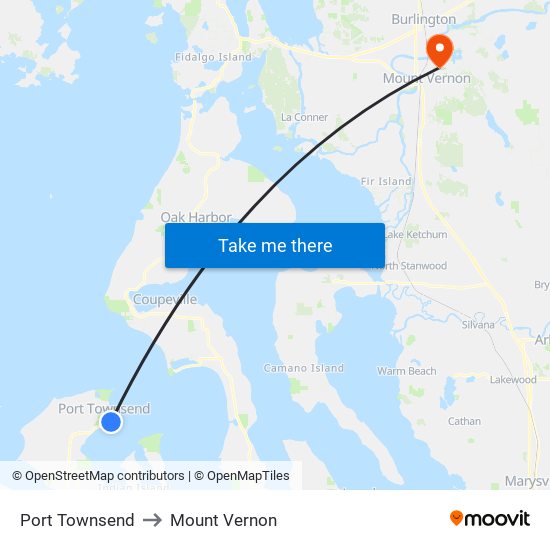 Port Townsend to Mount Vernon map