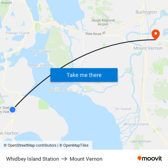 Whidbey Island Station to Mount Vernon map