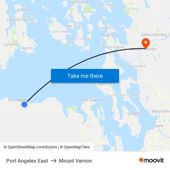 Port Angeles East to Mount Vernon map