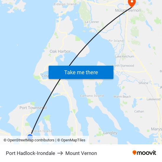 Port Hadlock-Irondale to Mount Vernon map