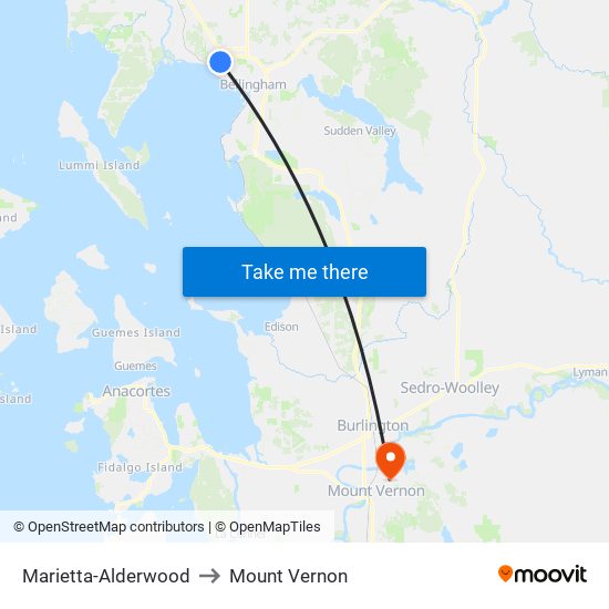 Marietta-Alderwood to Mount Vernon map