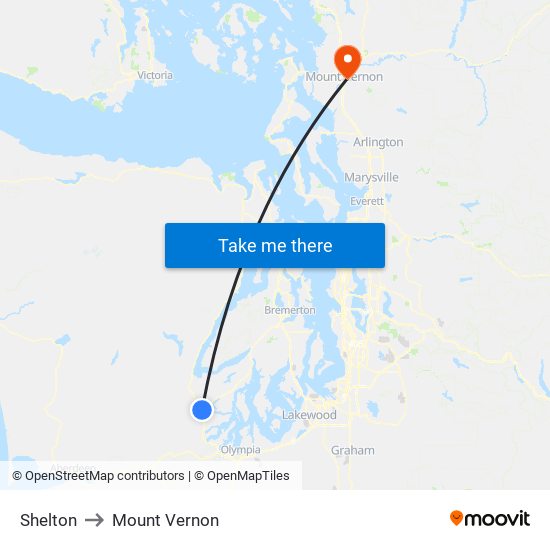 Shelton to Mount Vernon map