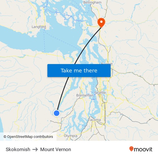 Skokomish to Mount Vernon map