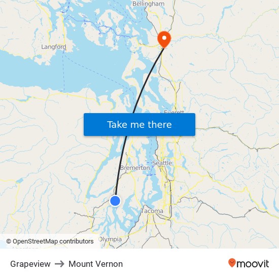 Grapeview to Mount Vernon map