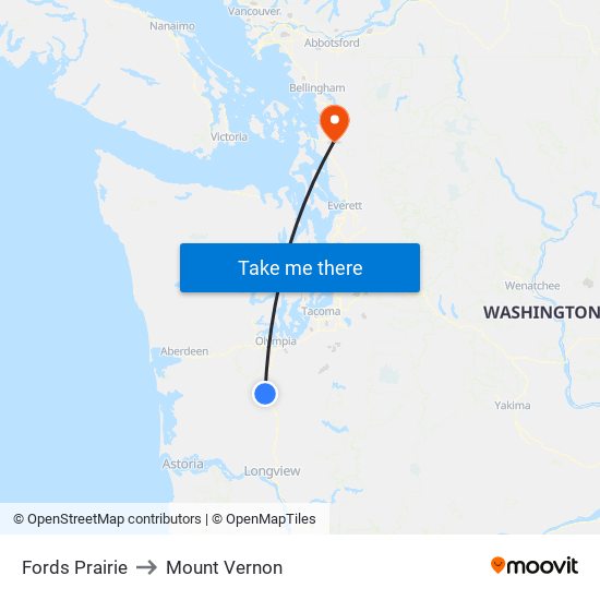 Fords Prairie to Mount Vernon map