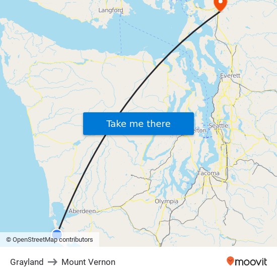 Grayland to Mount Vernon map