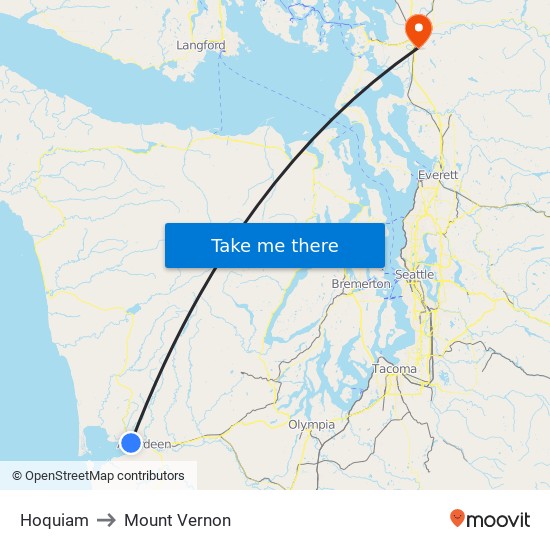 Hoquiam to Mount Vernon map