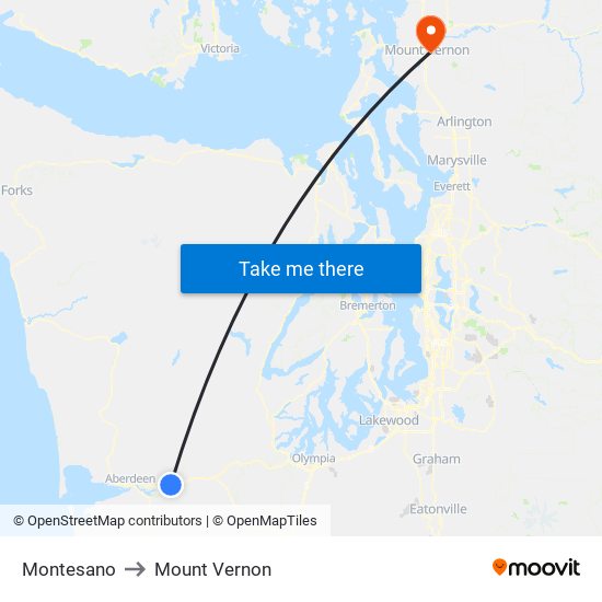 Montesano to Mount Vernon map