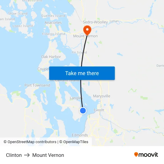Clinton to Mount Vernon map