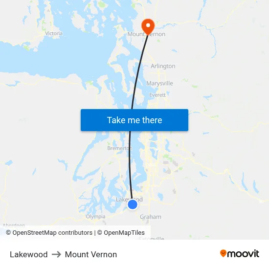 Lakewood to Mount Vernon map