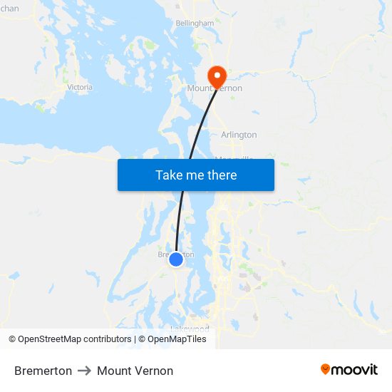 Bremerton to Mount Vernon map