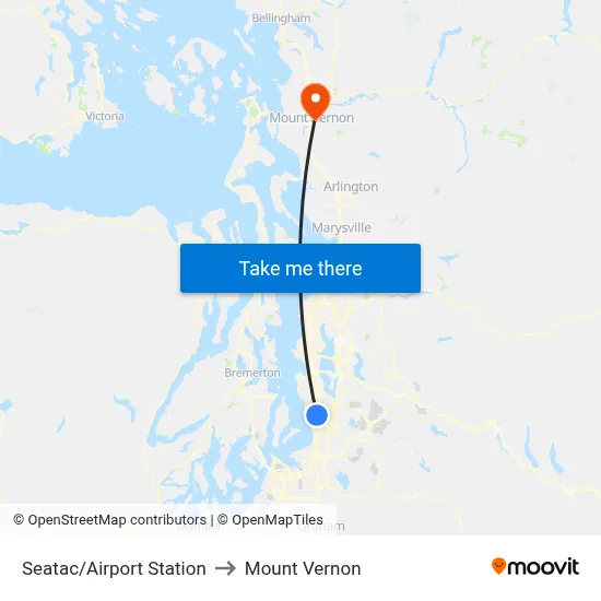 Seatac/Airport Station to Mount Vernon map